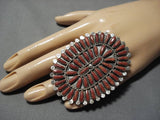 Gigantic! Navajo Coral Sterling Silver Native American Ring-Nativo Arts