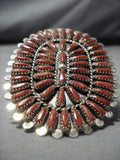 Gigantic! Navajo Coral Sterling Silver Native American Ring-Nativo Arts