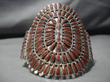 Gigantic Navajo Needle Coral Sterling Silver Native American Bracelet-Nativo Arts