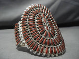 Gigantic Navajo Needle Coral Sterling Silver Native American Bracelet-Nativo Arts