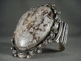 Gigantic Navajo Wildhorse Stone Navajo Native American Jewelry Silver Bracelet-Nativo Arts