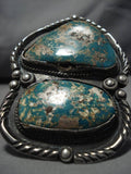Gigantic!! Old Patina Vintage Native American Navajo Royston Turquoise Sterling Silver Bracelet-Nativo Arts