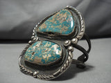 Gigantic!! Old Patina Vintage Native American Navajo Royston Turquoise Sterling Silver Bracelet-Nativo Arts