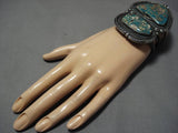 Gigantic!! Old Patina Vintage Native American Navajo Royston Turquoise Sterling Silver Bracelet-Nativo Arts