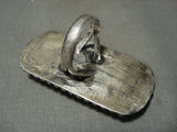 Gigantic Rectangular #8 Turquoise Vintage Native American Jewelry Silver Raindrop Ring-Nativo Arts