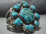 Gigantic Turquoise Boulder Vintage Native American Jewelry Navajo Sterling Silver Cuff Bracelet Old-Nativo Arts