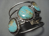 Gigantic Vintage Native American Jewelry Navajo Royston Turquoise Sterling Silver Cuff Bracelet Old-Nativo Arts