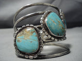Gigantic Vintage Native American Jewelry Navajo Royston Turquoise Sterling Silver Cuff Bracelet Old-Nativo Arts