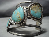 Gigantic Vintage Native American Jewelry Navajo Royston Turquoise Sterling Silver Cuff Bracelet Old-Nativo Arts