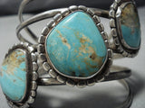Gigantic Vintage Native American Jewelry Navajo Royston Turquoise Sterling Silver Cuff Bracelet Old-Nativo Arts