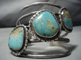 Gigantic Vintage Native American Jewelry Navajo Royston Turquoise Sterling Silver Cuff Bracelet Old-Nativo Arts