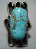 Gigantic!! Vintage Native American Jewelry Navajo Royston Turquoise Sterling Silver Ring Old-Nativo Arts