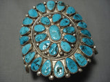 Gigantic Vintage Native American Jewelry Navajo Turquoise Sterling Silver Bracelet Cuff Old-Nativo Arts