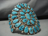 Gigantic Vintage Native American Jewelry Navajo Turquoise Sterling Silver Bracelet Cuff Old-Nativo Arts