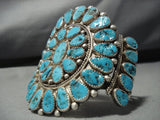 Gigantic Vintage Native American Jewelry Navajo Turquoise Sterling Silver Bracelet Cuff Old-Nativo Arts