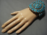 Gigantic Vintage Native American Jewelry Navajo Turquoise Sterling Silver Bracelet Cuff Old-Nativo Arts