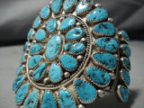 Gigantic Vintage Native American Jewelry Navajo Turquoise Sterling Silver Bracelet Cuff Old-Nativo Arts