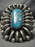 Gigantic Vintage Native American Navajo Gilbert Turquoise Sterling Silver Bracelet Old-Nativo Arts