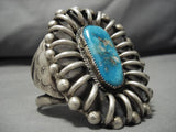 Gigantic Vintage Native American Navajo Gilbert Turquoise Sterling Silver Bracelet Old-Nativo Arts