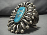 Gigantic Vintage Native American Navajo Gilbert Turquoise Sterling Silver Bracelet Old-Nativo Arts