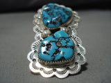 Gigantic Vintage Native American Navajo Turquoise Boulder Sterling Silver Ring Old-Nativo Arts