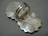 Gigantic Vintage Native American Navajo Turquoise Boulder Sterling Silver Ring Old-Nativo Arts