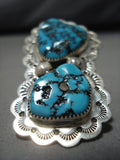 Gigantic Vintage Native American Navajo Turquoise Boulder Sterling Silver Ring Old-Nativo Arts