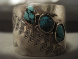 Gigantic Vintage Navajo 110 Gram Turquoise Native American Jewelry Silver Bracelet Old-Nativo Arts