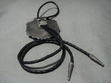 Gigantic Vintage Navajo #8 Turquoise Native American Jewelry Silver Bolo Tie Old-Nativo Arts