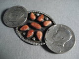 Gigantic Vintage Navajo Coin Native American Jewelry Silver Spiny Oyster Native American Jewelry Silver Pin-Nativo Arts