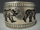 Gigantic Vintage Navajo **dancing Bear** Native American Jewelry Silver Bracelet-Nativo Arts