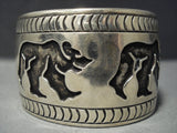 Gigantic Vintage Navajo **dancing Bear** Native American Jewelry Silver Bracelet-Nativo Arts