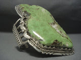 Gigantic Vintage Navajo Gaspeite Tso Sterling Silver Bracelet Native American Jewelry-Nativo Arts
