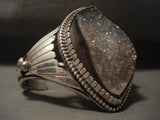 Gigantic Vintage Navajo 'Geode Energy' Native American Jewelry Silver Bracelet-Nativo Arts