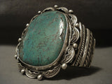 Gigantic Vintage Navajo Green Turquoise Native American Jewelry Silver Bracelet-Nativo Arts