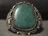 Gigantic Vintage Navajo Green Turquoise Native American Jewelry Silver Bracelet-Nativo Arts