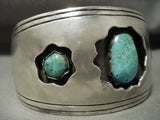 Gigantic Vintage Navajo 'Light Green Turquoise' Native American Jewelry Silver Bracelet Old Pawn-Nativo Arts