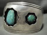 Gigantic Vintage Navajo 'Light Green Turquoise' Native American Jewelry Silver Bracelet Old Pawn-Nativo Arts