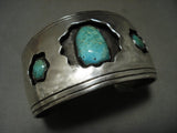 Gigantic Vintage Navajo 'Light Green Turquoise' Native American Jewelry Silver Bracelet Old Pawn-Nativo Arts