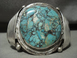 Gigantic Vintage Navajo Spider Turquoise Native American Jewelry Silver Flank Bracelet Old-Nativo Arts