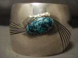 Gigantic Vintage Navajo Spider Turquoise Native American Jewelry Silver 'Flare' Bracelet Old-Nativo Arts