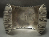 Gigantic Vintage Navajo 'Stamp Intricacy' Turquoise Native American Jewelry Silver Bracelet-Nativo Arts