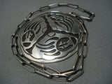 Gigantic Vintage Navajo Sterling Native American Jewelry Silver Habdmade Chain Sterling Native American Jewelry Silver Necklace-Nativo Arts