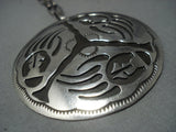 Gigantic Vintage Navajo Sterling Native American Jewelry Silver Habdmade Chain Sterling Native American Jewelry Silver Necklace-Nativo Arts