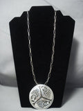 Gigantic Vintage Navajo Sterling Native American Jewelry Silver Habdmade Chain Sterling Native American Jewelry Silver Necklace-Nativo Arts