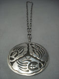 Gigantic Vintage Navajo Sterling Native American Jewelry Silver Habdmade Chain Sterling Native American Jewelry Silver Necklace-Nativo Arts
