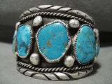 Gigantic Vintage Navajo Turquoise Native American Jewelry Silver Bracelet Old-Nativo Arts