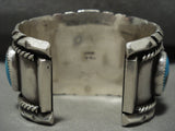 Gigantic Vintage Navajo Turquoise Native American Jewelry Silver Bracelet Old-Nativo Arts