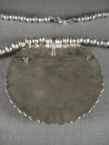 Gigantic Vintage Navajo Turquoise Native American Jewelry Silver Pendant Pin Necklace-Nativo Arts