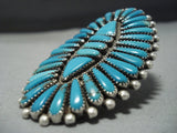 Gigantic Vintage Navajo Vibrant Turquoise Sterling Silver Preston Family Ring-Nativo Arts